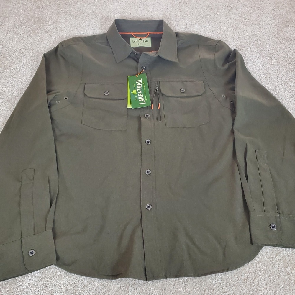 Lake & Trail Men's Shirt Size Small Green‎ Long Sleeve Button Down NWTGS